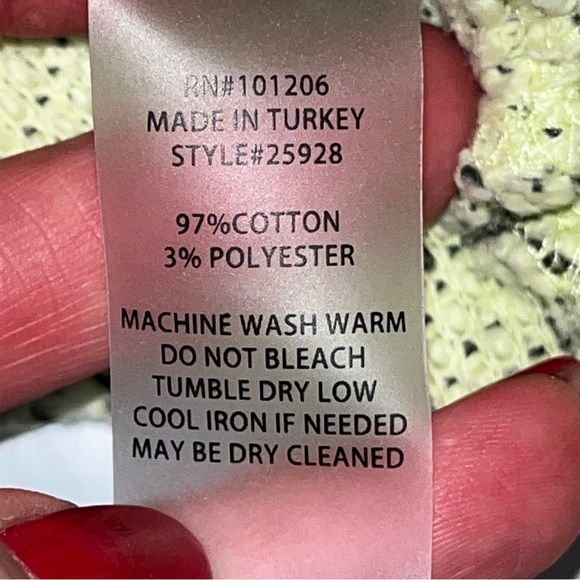 Soft Surroundings lime green Woven sweater button neck Pullover Henley, cotton L - Picture 3 of 14